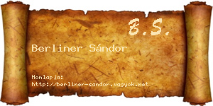 Berliner Sándor névjegykártya